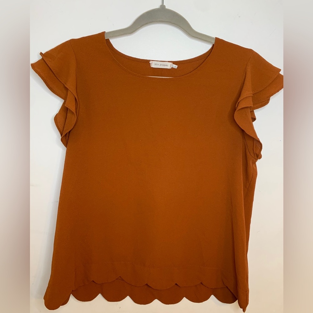 Blu Pepper Boutique Burnt Orange Blouse Top